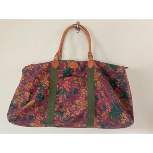 Vintage Gap Canvas Duffel Bag Floral XL 24 x 15" Overnight Weekender Travel